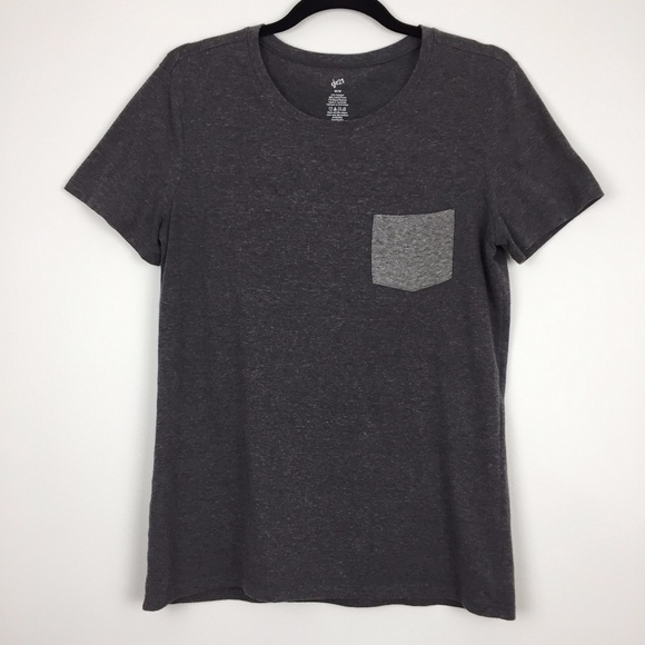 G21 T-Shirt Womens Medium Grey with Contrast Pocket Basic Tee - Picture 1 of 3
